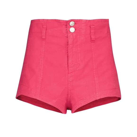 Isabel Marant Deversonbb High Waist Linen Blend Shorts NWT Raspberry - Picture 4 of 13